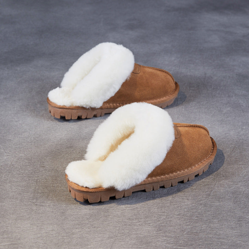 Women Minimalism Solid Suede Soft Furred Slippers-RAIIFY