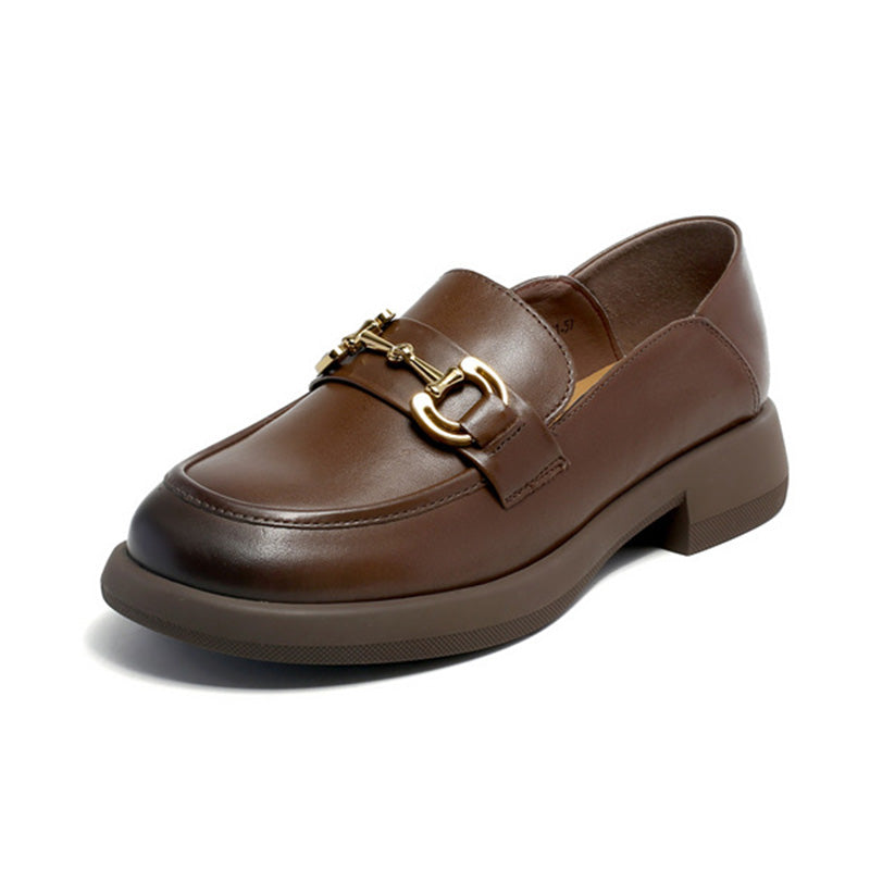 Women Retro Soft Leather Minimalist Loafers-RAIIFY