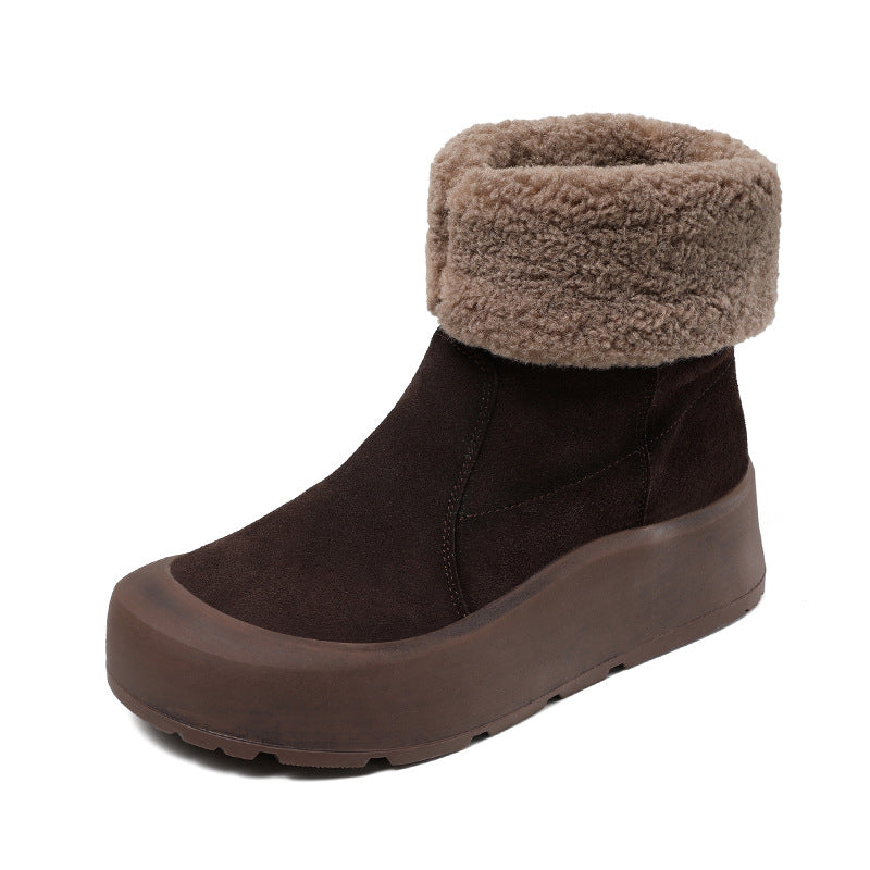 Women's Winter Suede Furred Thick Soled Snow Boots-RAIIFY