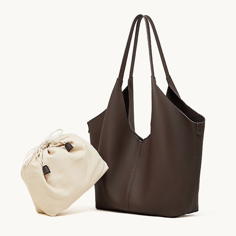 Women's Leather Large Capacity Shoulder Tote Bag-RAIIFY