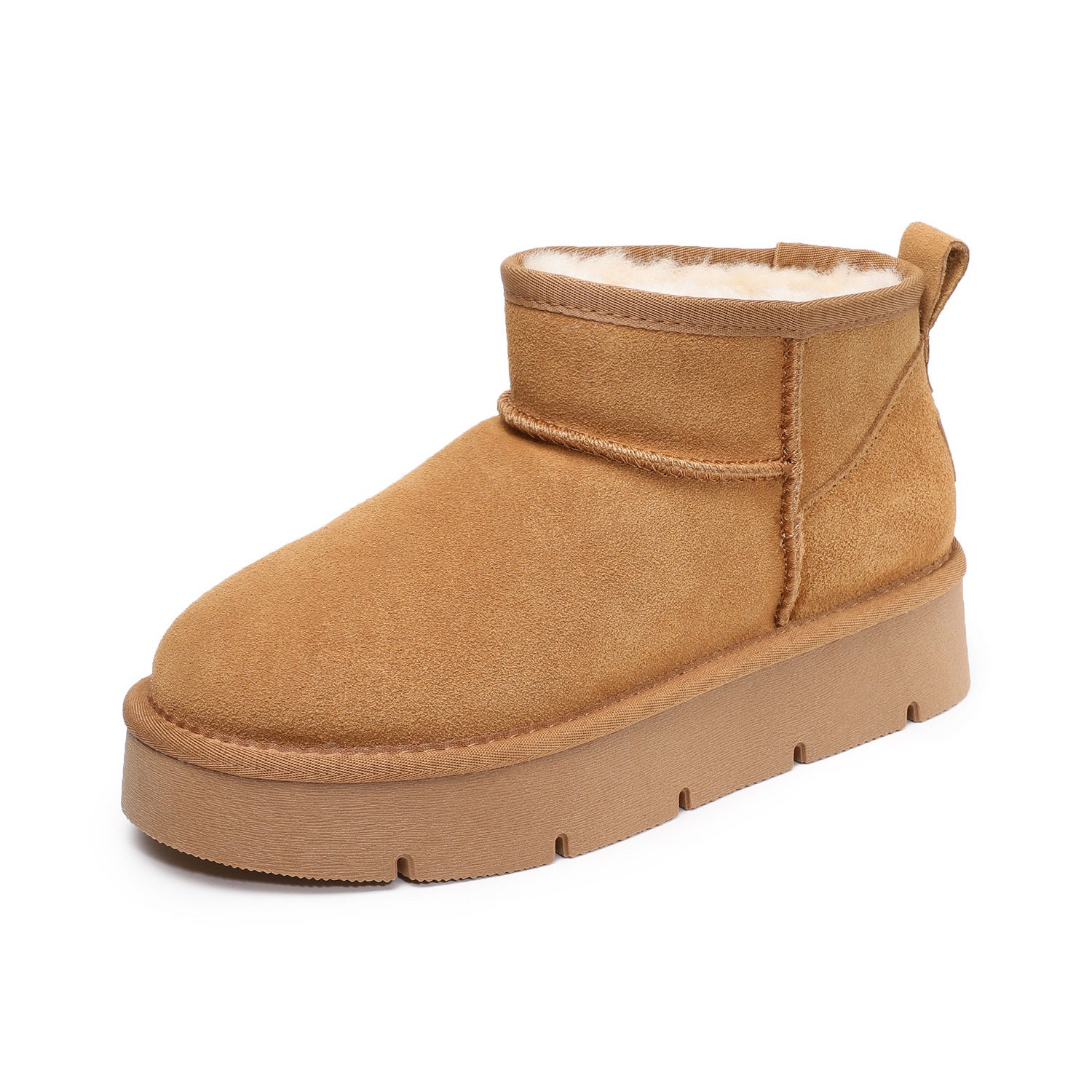 Women's Retro Plain Suede Furred Ankle Boots-RAIIFY