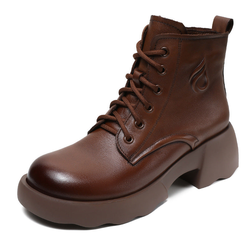 Women Vintage Solid Leather Classic Boots-RAIIFY