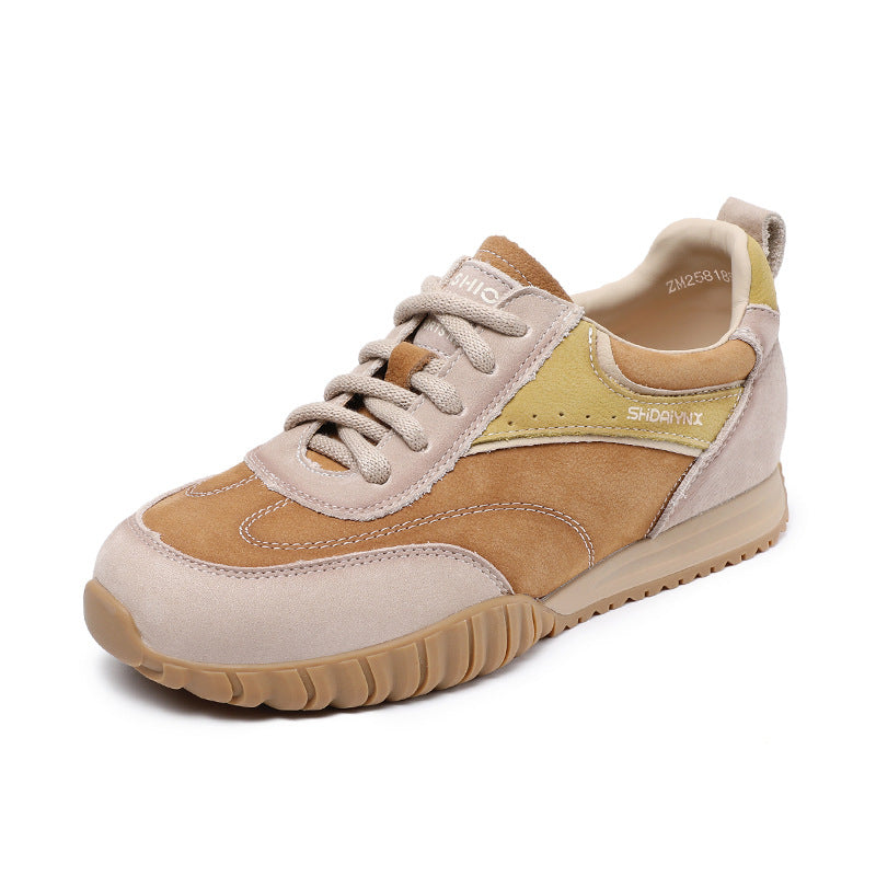 Women Fashion Color Matching Leather Casual Sneakers-RAIIFY