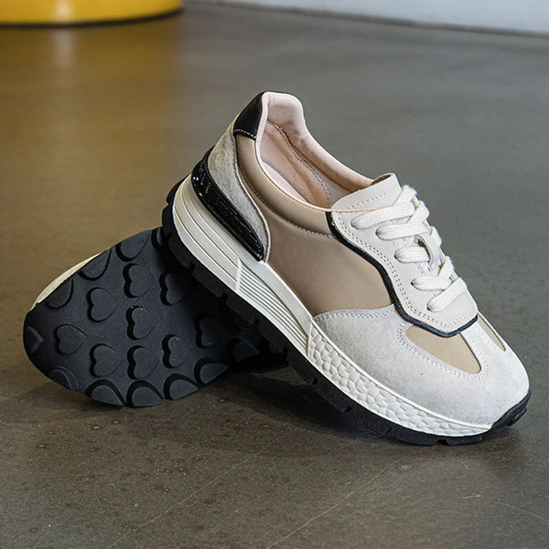 Women Minimalist Fashion Leather Thick Soled Casual Sneakers-RAIIFY