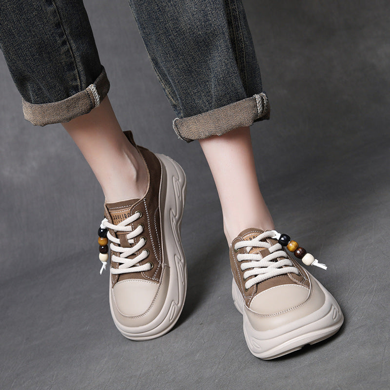 Women's Fashion Leather Platform Casual Shoes-RAIIFY