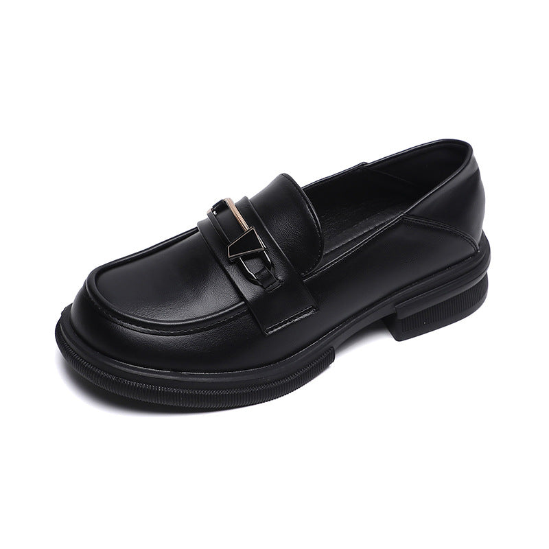 Women Soft Leather Minimalism Thick Soled Loafers-RAIIFY