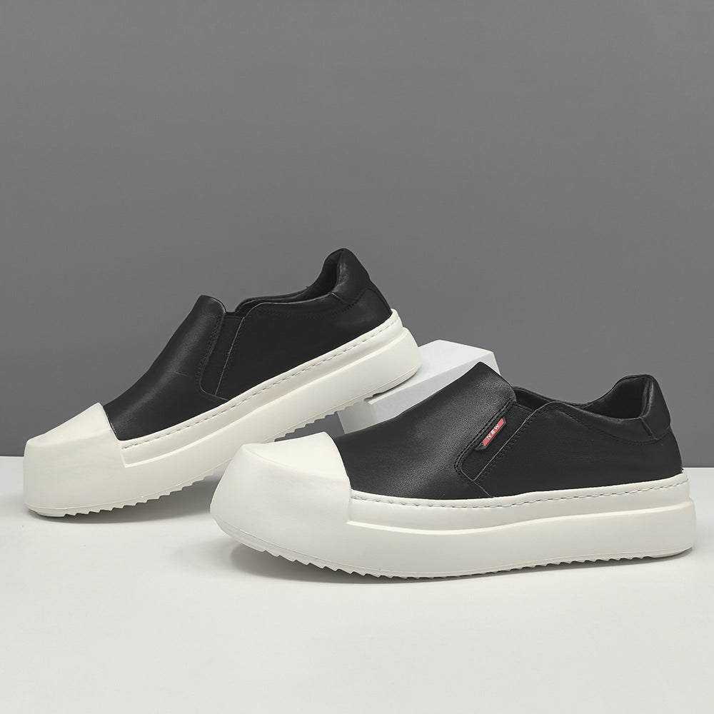 Men Minimalism Leather Low Top Slip-on Casual Shoes-RAIIFY