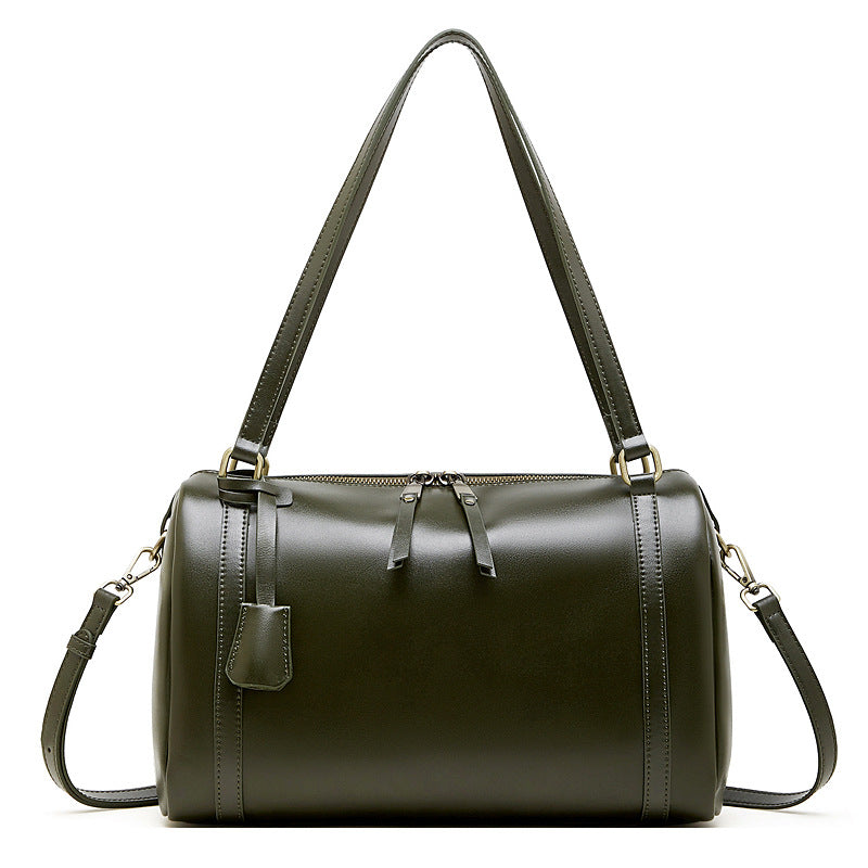 Women's Vintage Plain Leather Shoulder Bag-RAIIFY