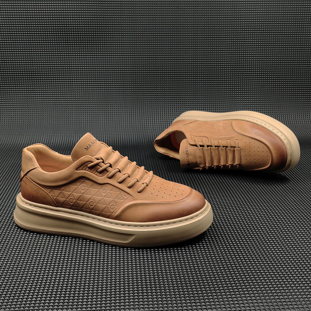 Men Minimalist Embossed Breathable Leather Casual Shoes-RAIIFY