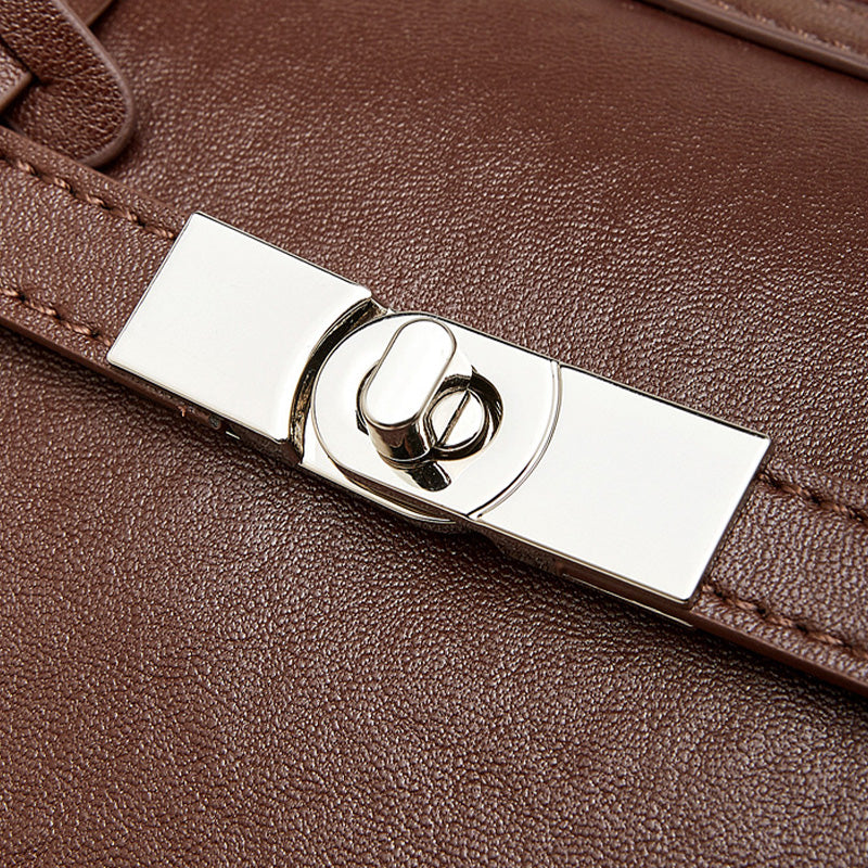 Women's Plain Leather Tote Handbag Shoulder Bag-RAIIFY