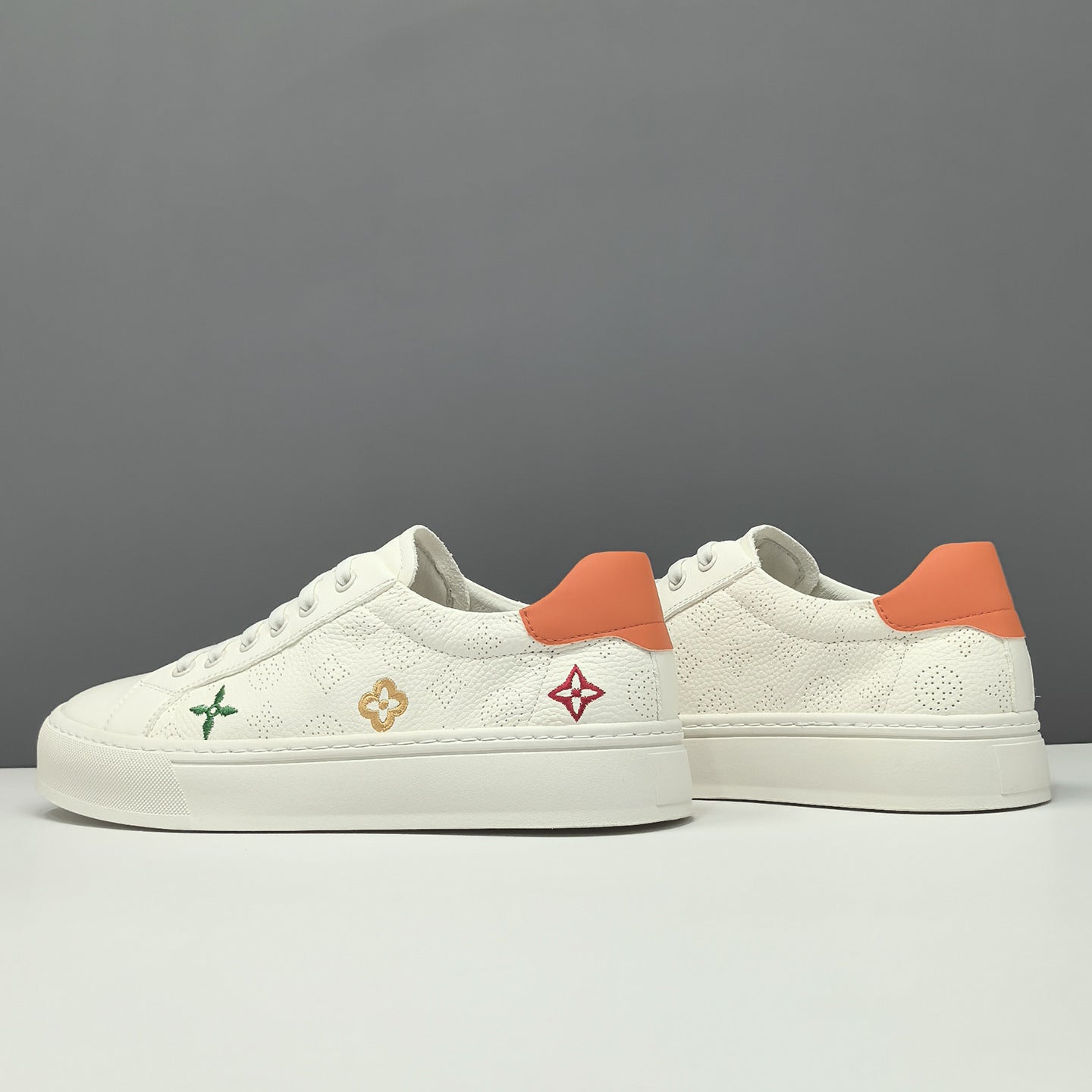 Men's Fashion Embroidery Leather Flat Casual Shoes-RAIIFY