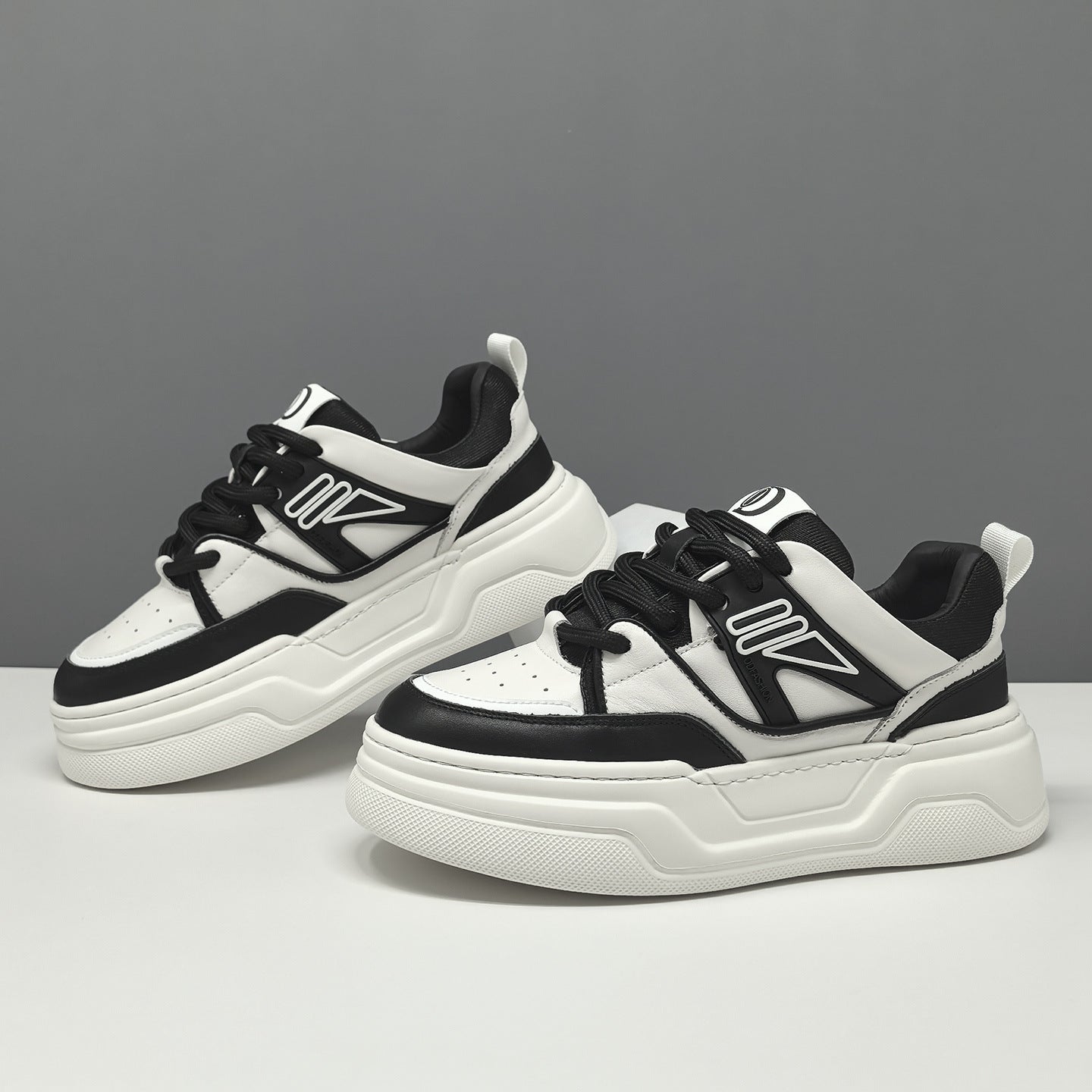 Men's Fashion Breathable Leather Thick Soled Casual Sneakers-RAIIFY