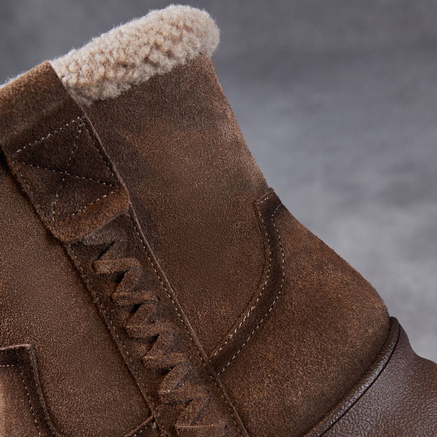 Women's Retro Suede Flat Ankle Snow Boots-RAIIFY