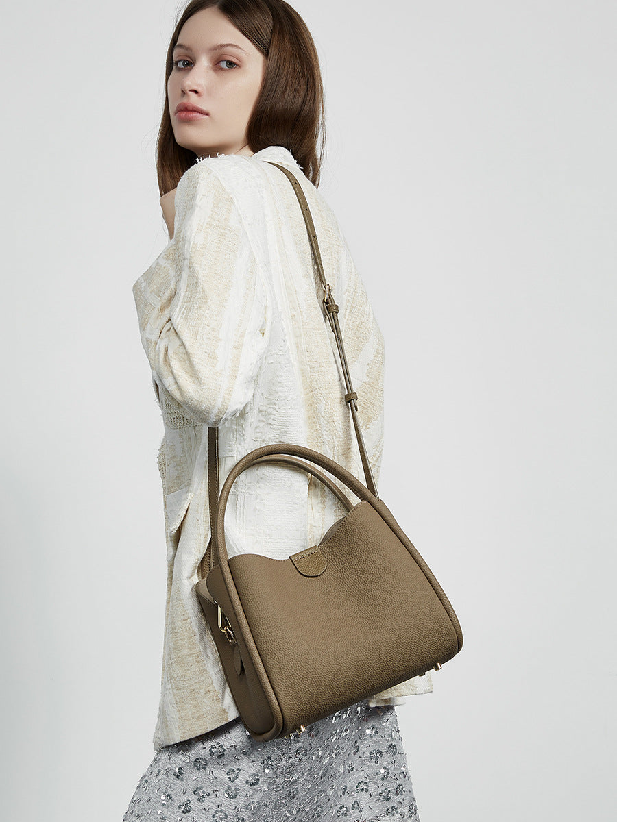 Women Fashion Plain Leather Casual Tote Bag-RAIIFY