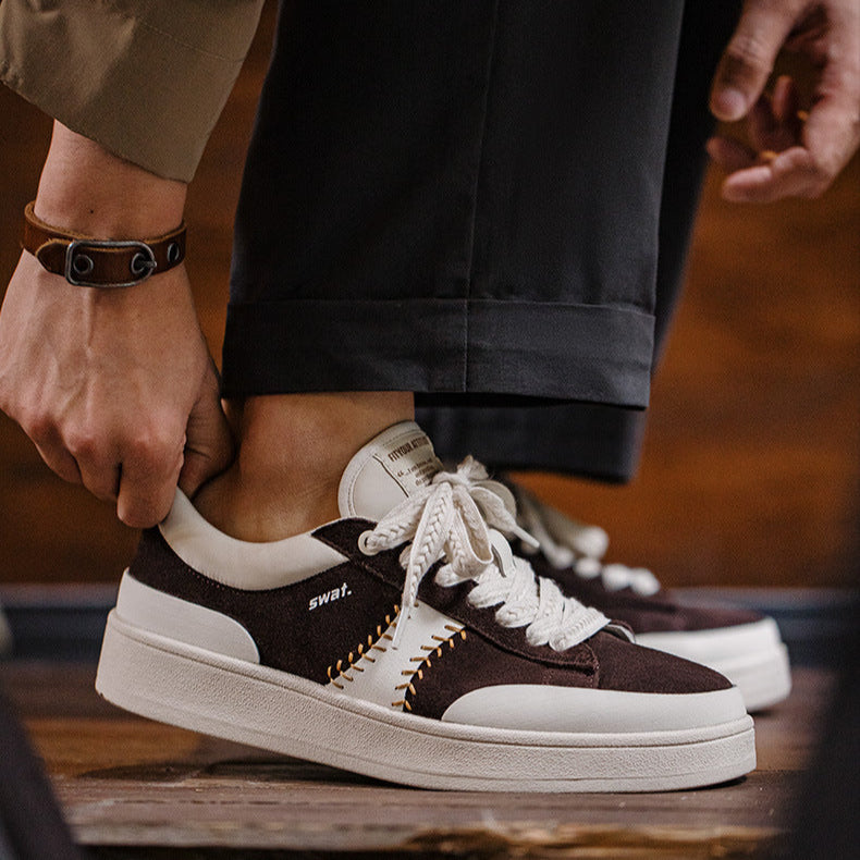 Men's Fashion Patchwork Suede Flat Casual Sneakers-RAIIFY