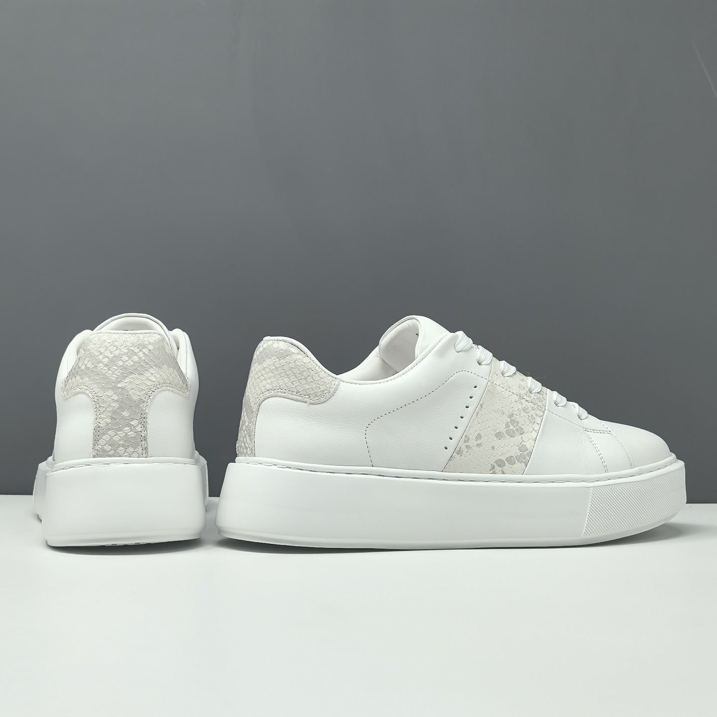 Men's Top Grain Cowhide Casual Platform Board Shoes-RAIIFY