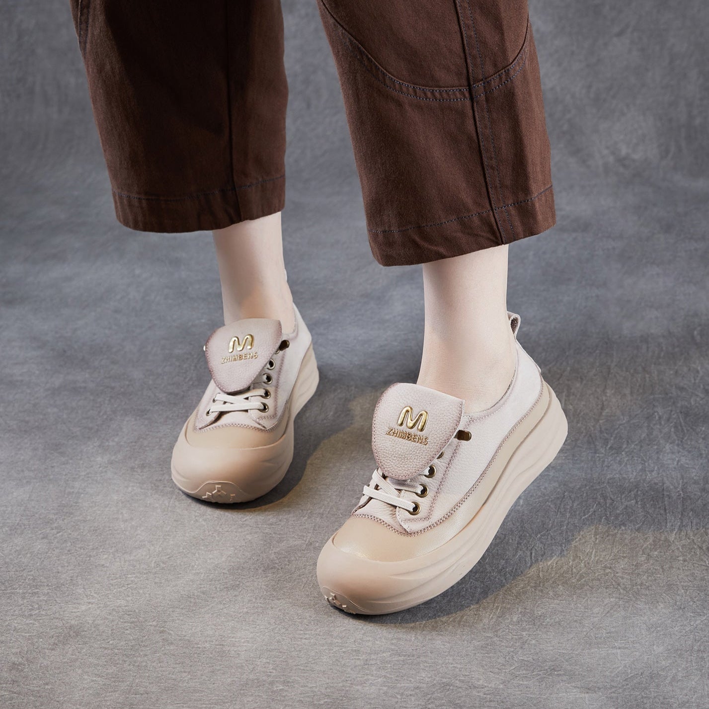 Women's Minimalist Leather Flat Casual Shoes-RAIIFY