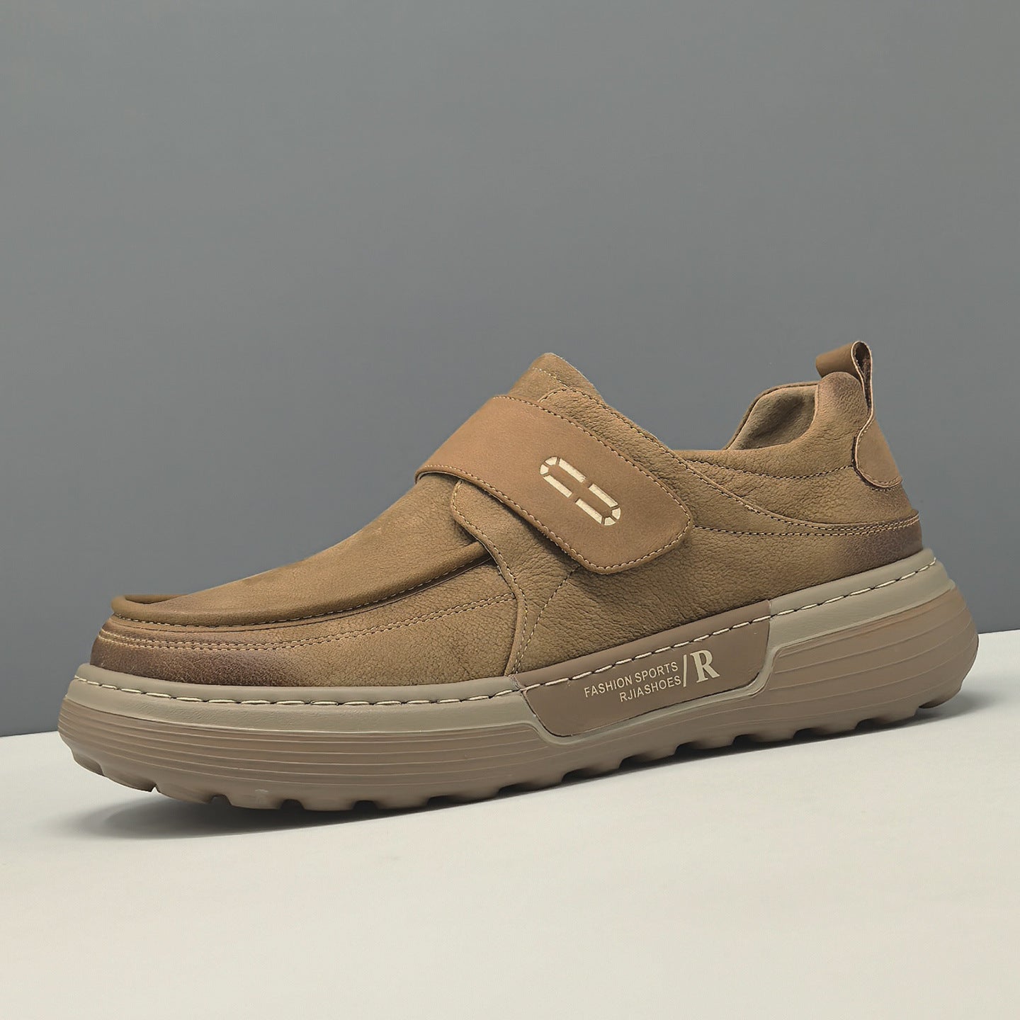 Men's Minimalist Plain Leather Velcro Tape Casual Shoes-RAIIFY