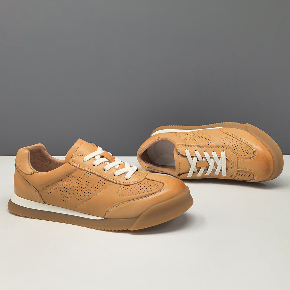 Men's Minimalism Quilted Breathable Leather Casual Shoes-RAIIFY