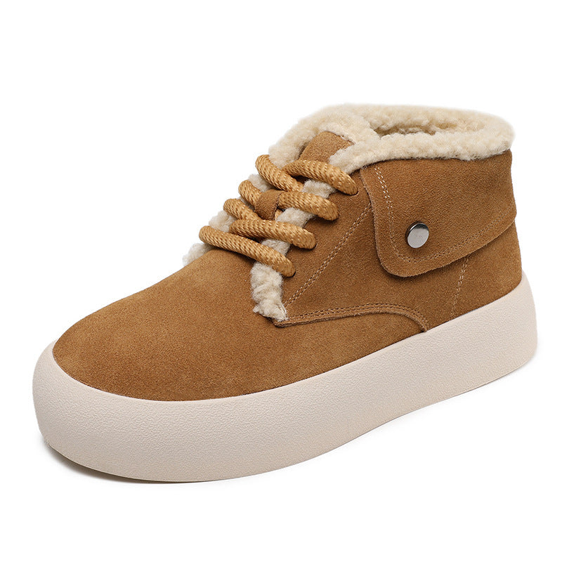 Women Retro Suede Flat Casual Furred Shoes-RAIIFY