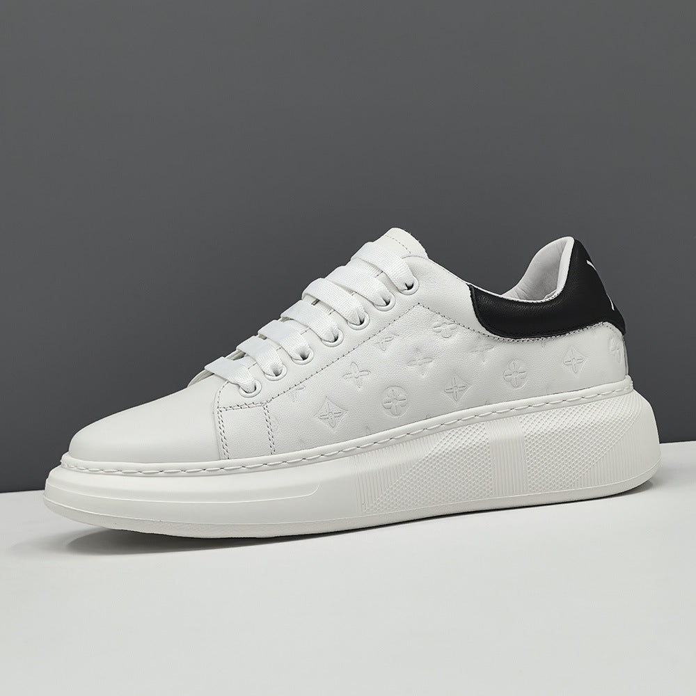 Men Fashion Embossed Leather Casual Court Sneakers-RAIIFY