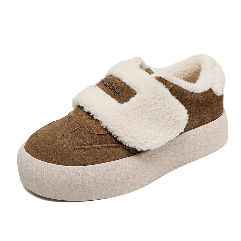 Women Minimalism Suede Velcro Tape Casual Furred Shoes-RAIIFY