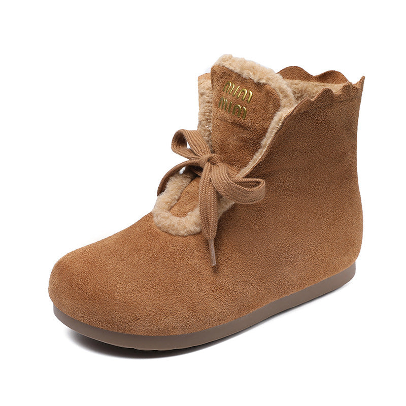 Women's Minimalism Solid Suede Soft Furred Ankle Snow Boots-RAIIFY