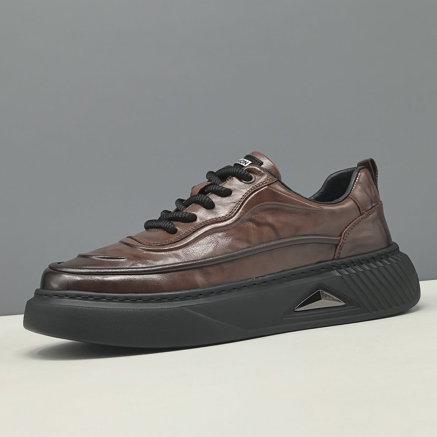 Men's Minimalist Plain Leather Flat Casual Shoes-RAIIFY