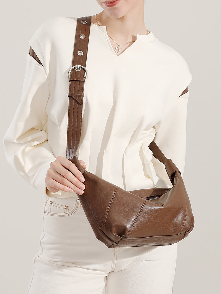 Women Soft Plain Leather Fashion Shoulder Bag-RAIIFY