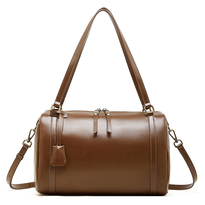 Women's Vintage Plain Leather Shoulder Bag-RAIIFY