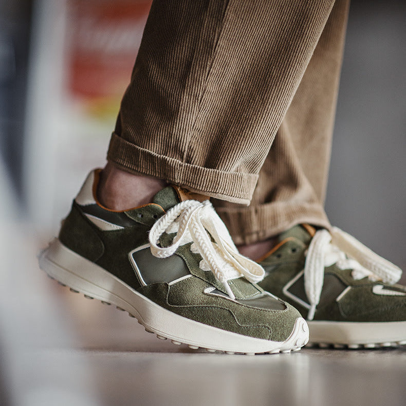 Men's Fashion Patchwork Leather Breathable Casual Sneakers-RAIIFY