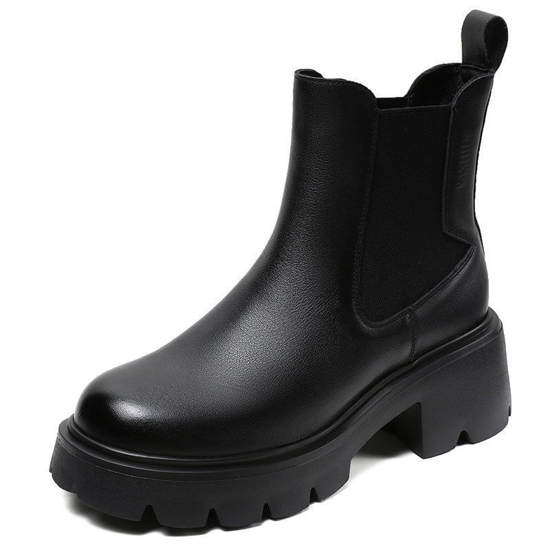 Women Minimalist Slip-on Leather Casual Boots-RAIIFY