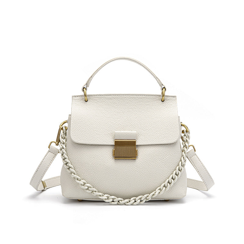 Women's Fashion Plain Leather Flap Satchel Bag-RAIIFY