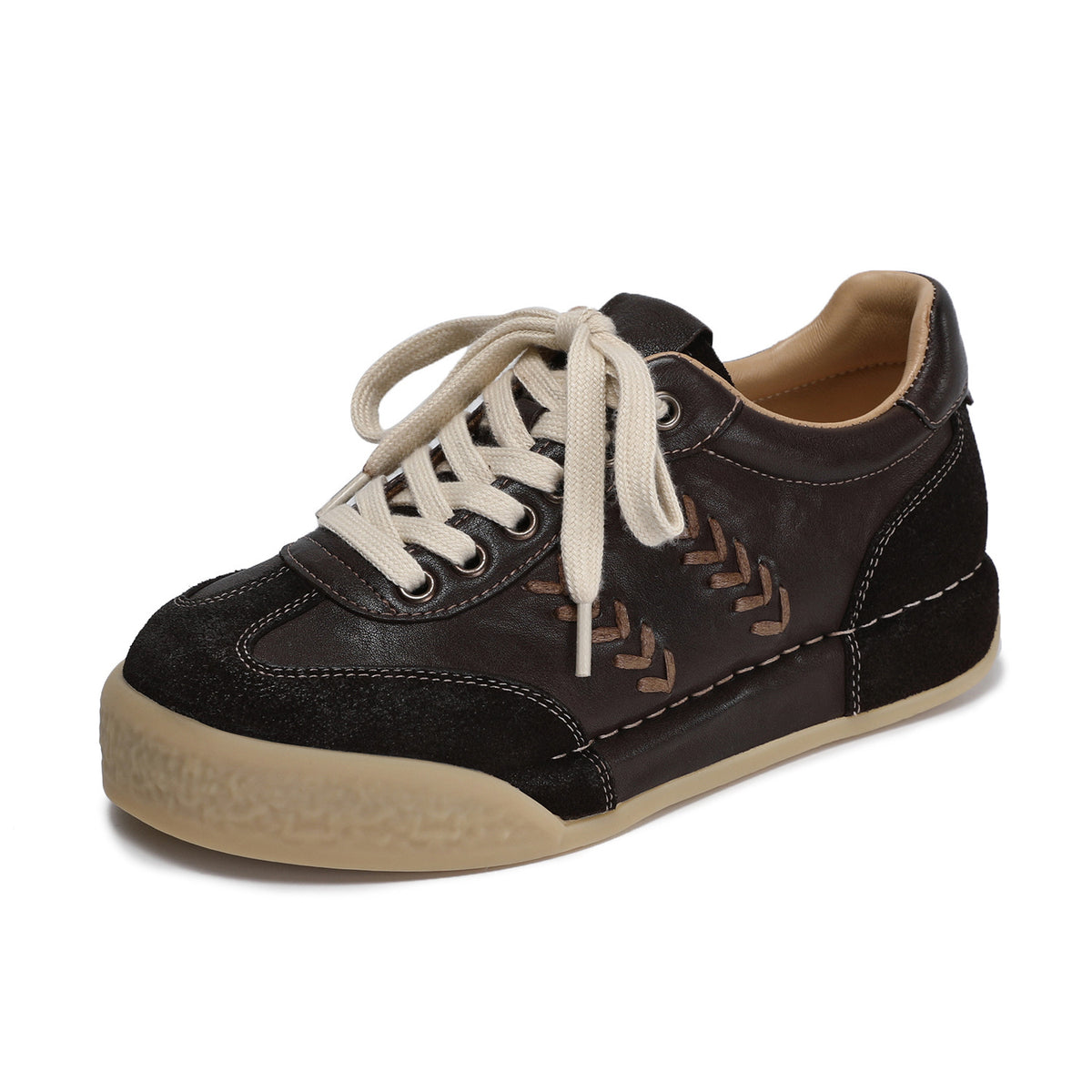 Women's Retro Quilted Leather Flat Casual Shoes-RAIIFY
