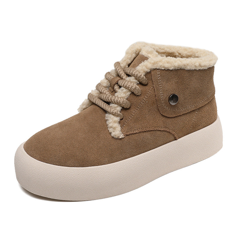 Women Retro Suede Flat Casual Furred Shoes-RAIIFY