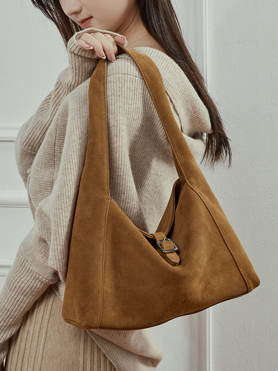 Women’s Suede Leather Vintage Shoulder Bag-RAIIFY
