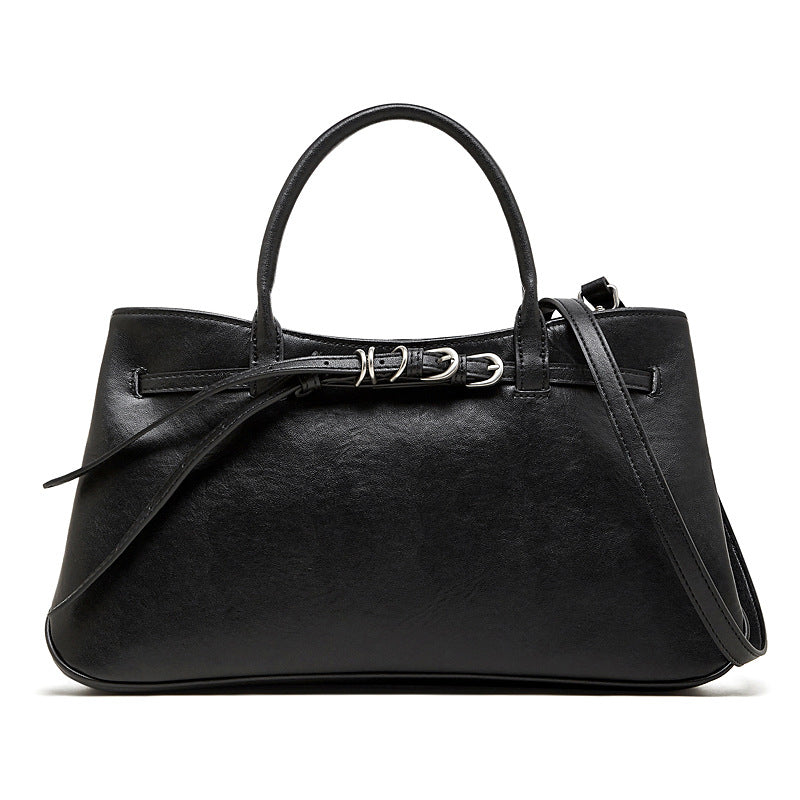 Women's Minimalist Plain Leather Satchel Bag-RAIIFY