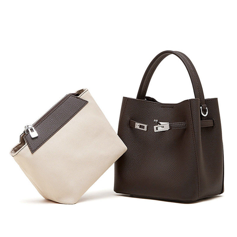 Women's Fashion Leather Mini Bucket Bag