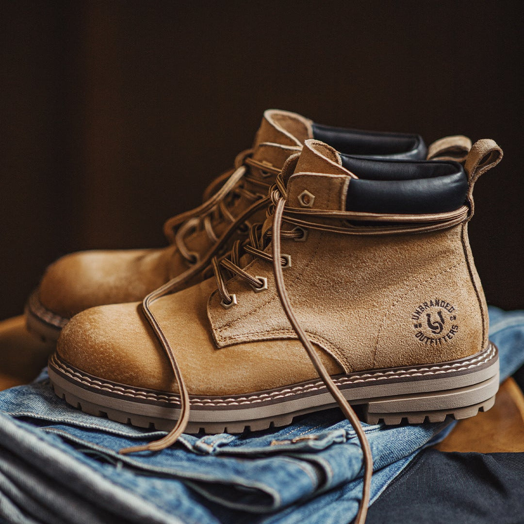 Men's Classic Quilted Leather Ankle Work Boots-RAIIFY