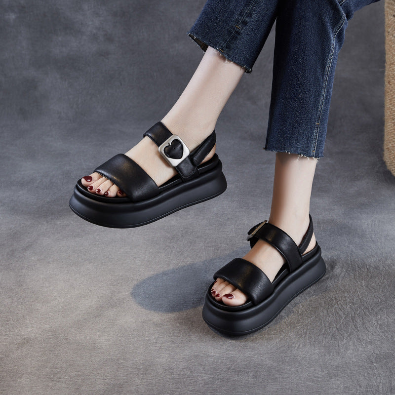 Women's Leather Summer Thick Soled Casual Sandals-RAIIFY