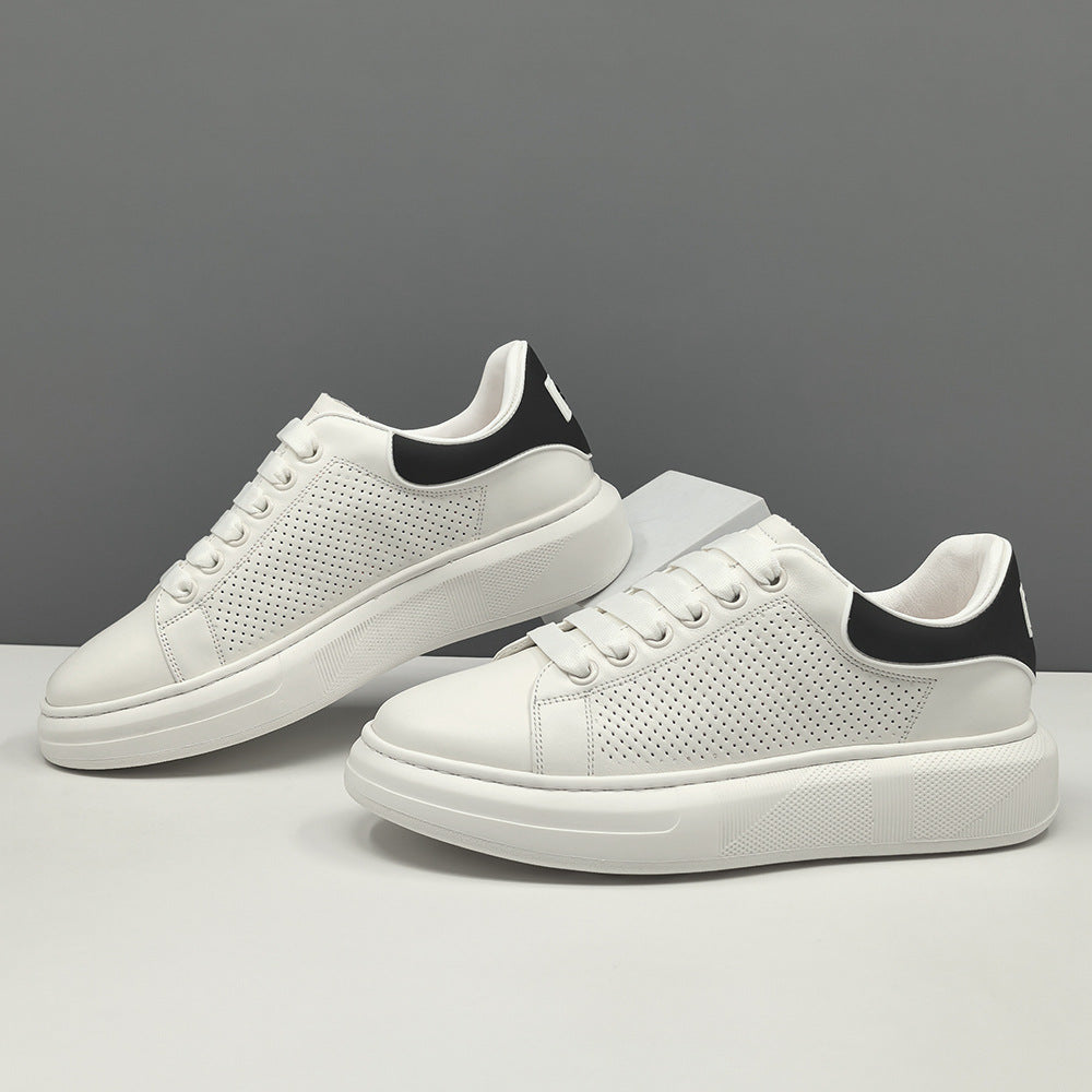 Men's Fashion Breathable Leather Flat Court Sneakers-RAIIFY