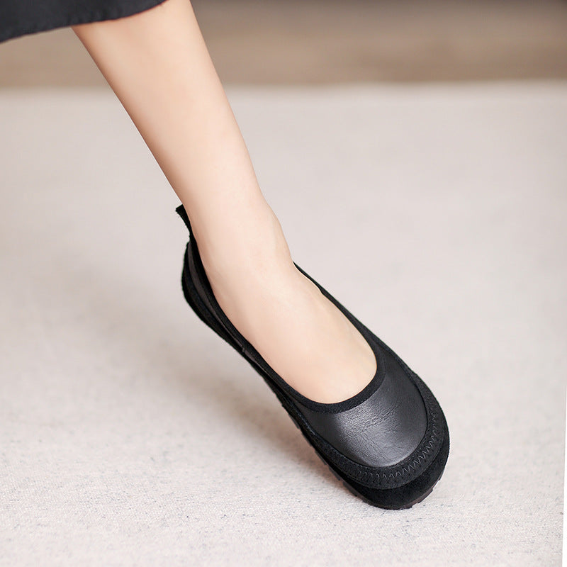 Women Retro Soft Leather Casual Flats-RAIIFY