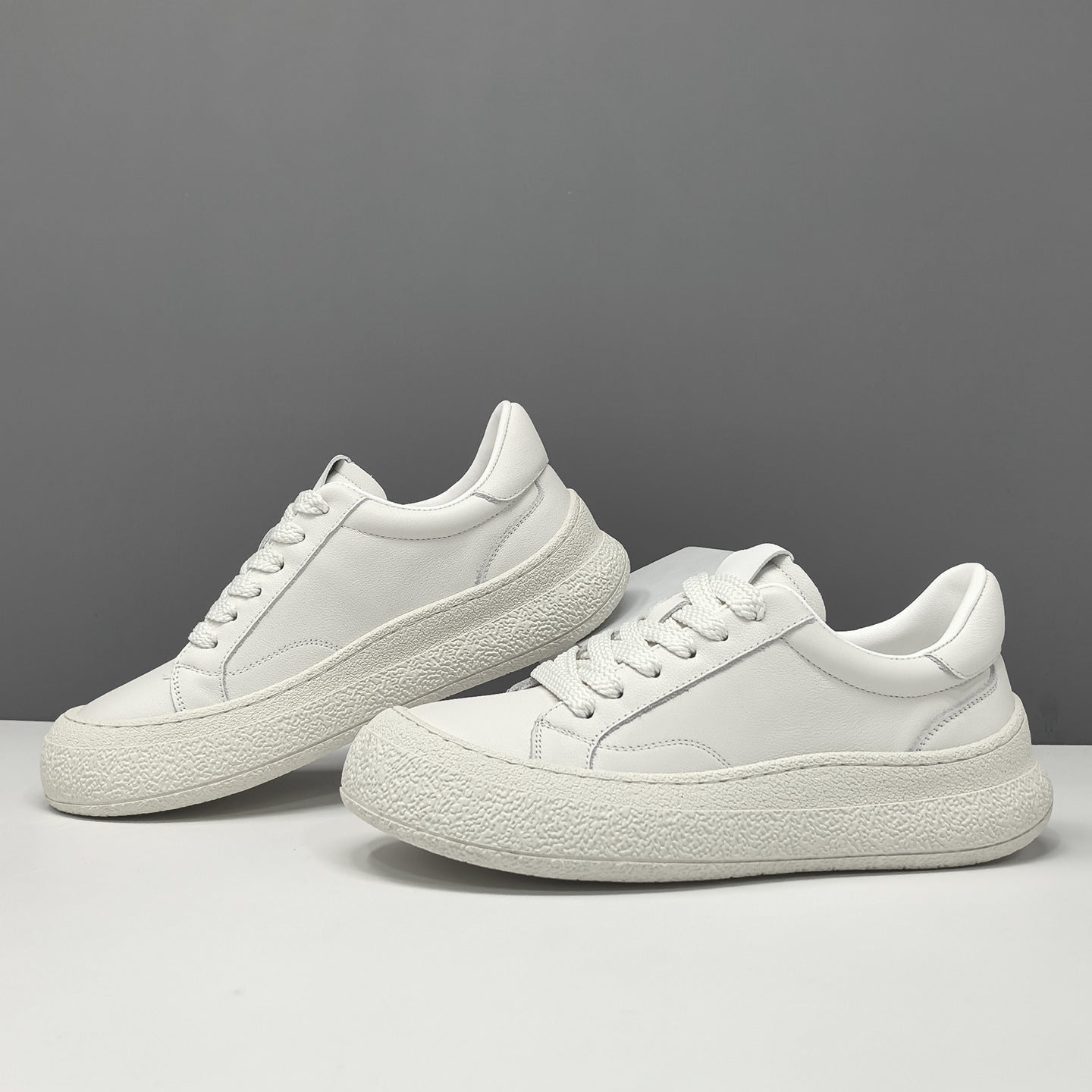 Men's Minimalist Plain Leather Low Top Casual Shoes-RAIIFY