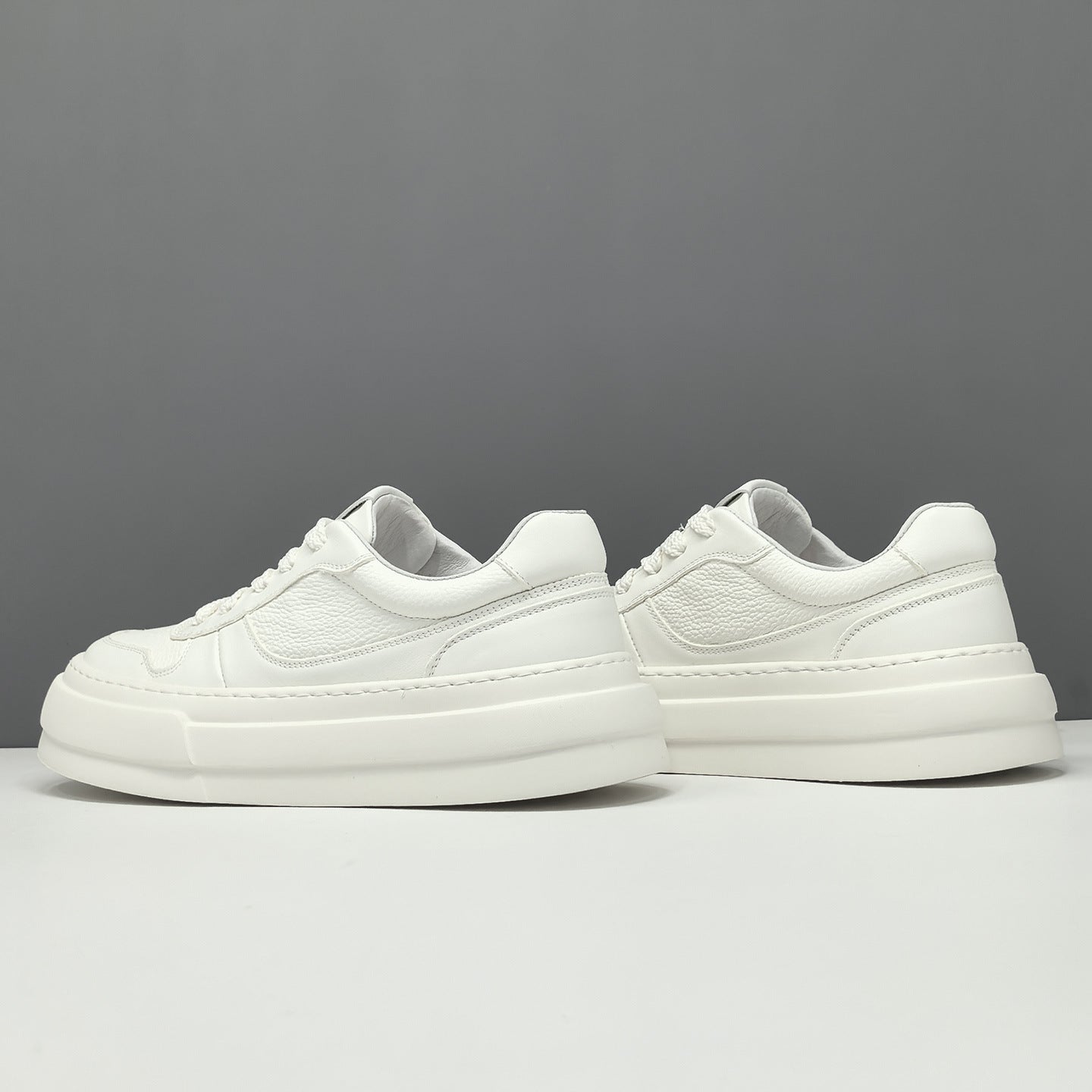 Men's Minimalist Fashion Plain Leather Casual Skate Shoes-RAIIFY