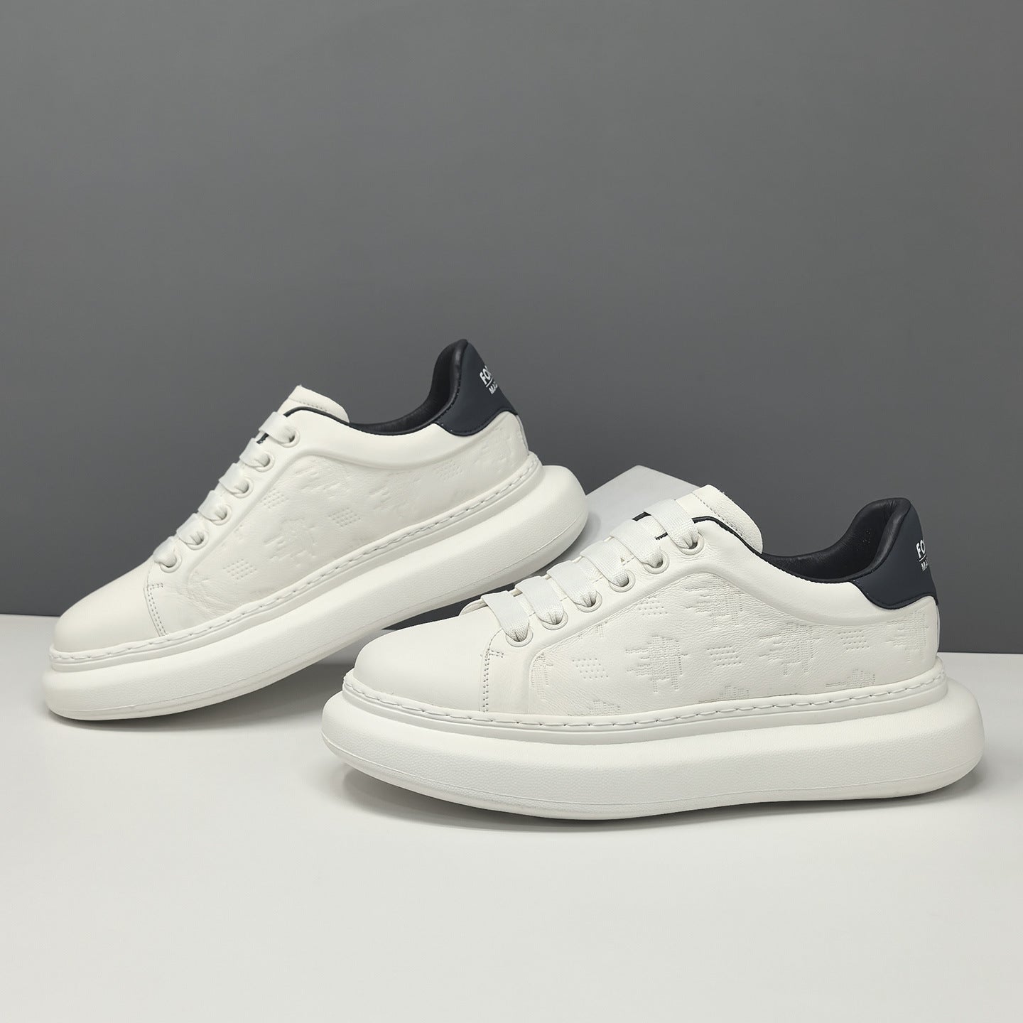 Men's Fashion Embossed Leather Flat Casual Sneakers-RAIIFY