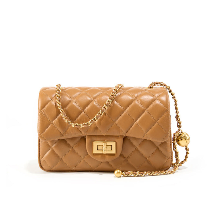 Women Fashion Quilted Sheepskin Chain Strap Cross Body Bag-RAIIFY