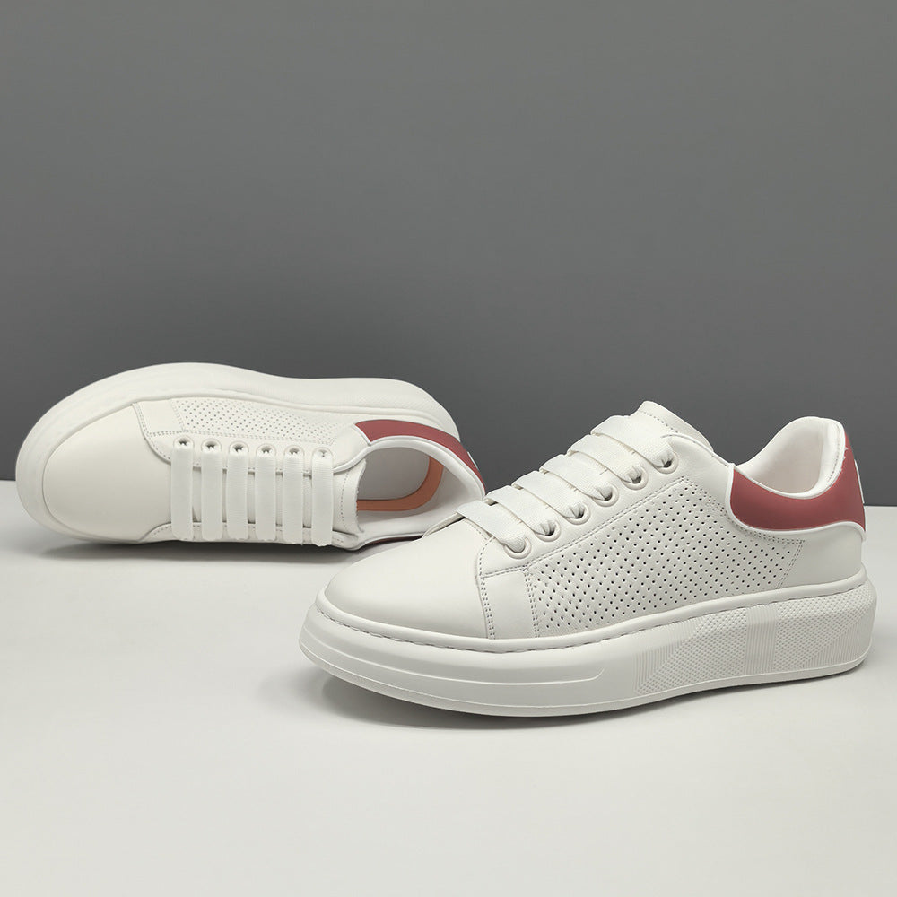Men's Fashion Breathable Leather Flat Court Sneakers-RAIIFY