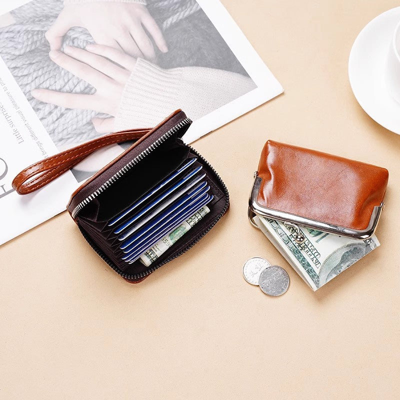 Women Retro Soft Cowhide Card Holder Clutch Bag-RAIIFY