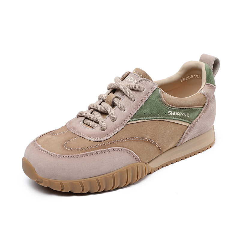 Women Fashion Color Matching Leather Casual Sneakers-RAIIFY