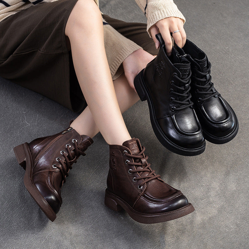 Women Retro Classic Leather Ankle Boots-RAIIFY